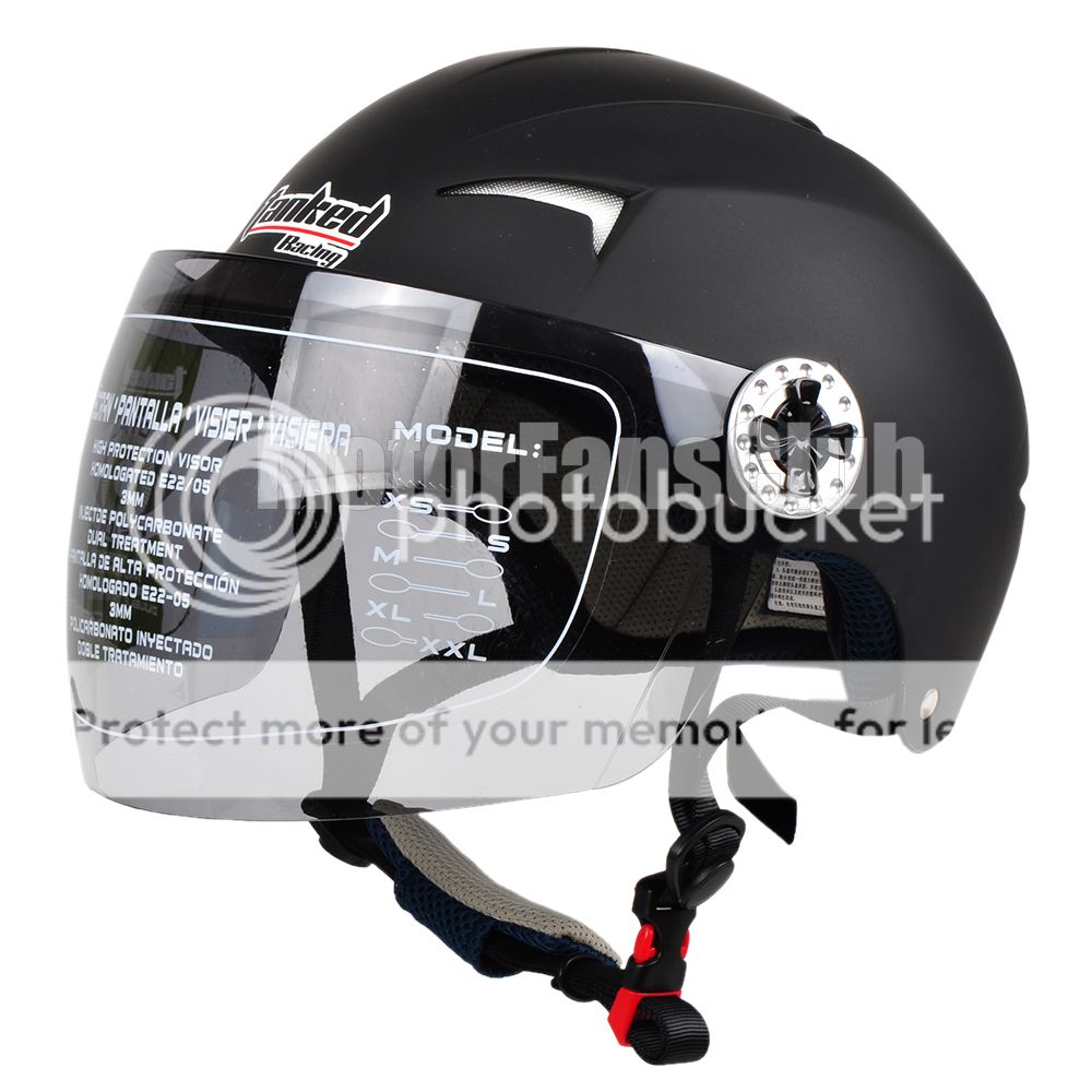 Matte Black Motorcycle Open Face Half Summer Helmet Full Face Visor